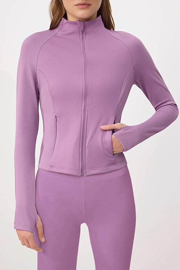 Lila Dalgıç/Scuba Örme Spor Ceket THMAW26SK00004 - 3
