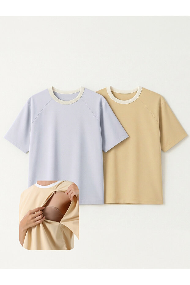 2-Piece Nursing Top with Hidden Zipper - Wide Fit
