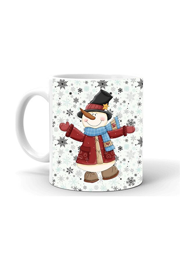 New Year Christmas Themed Printed Ceramic White Mug