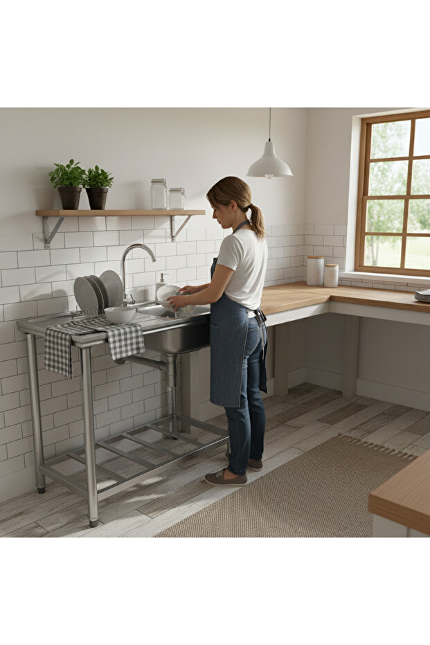 Stainless Steel Single Sink with Side Platform - 2