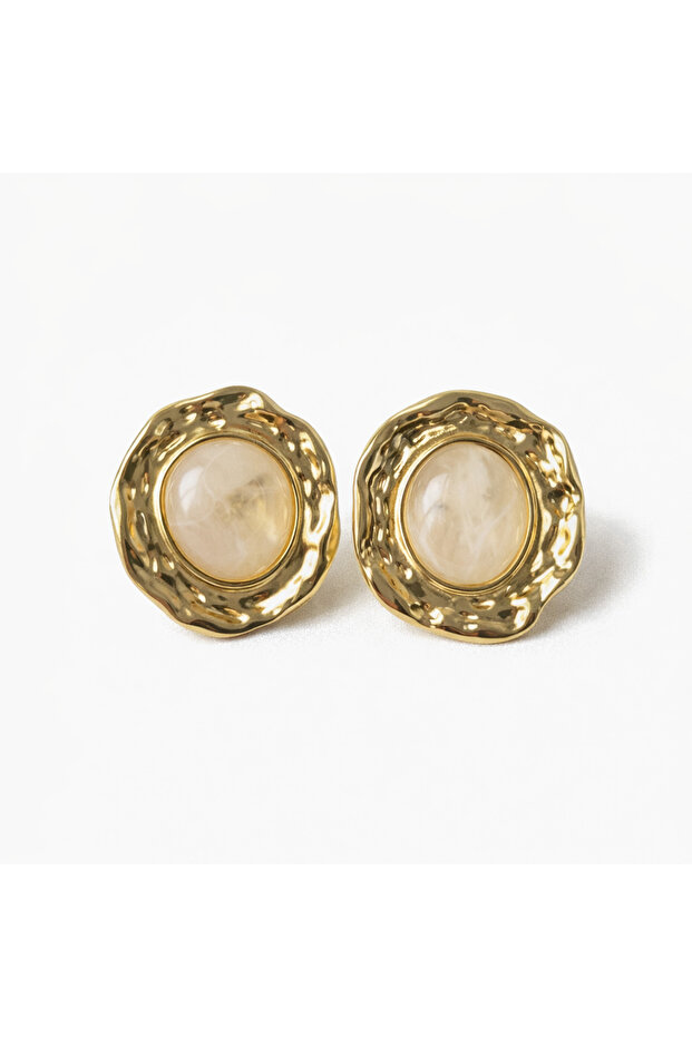 Steel Cream Earrings