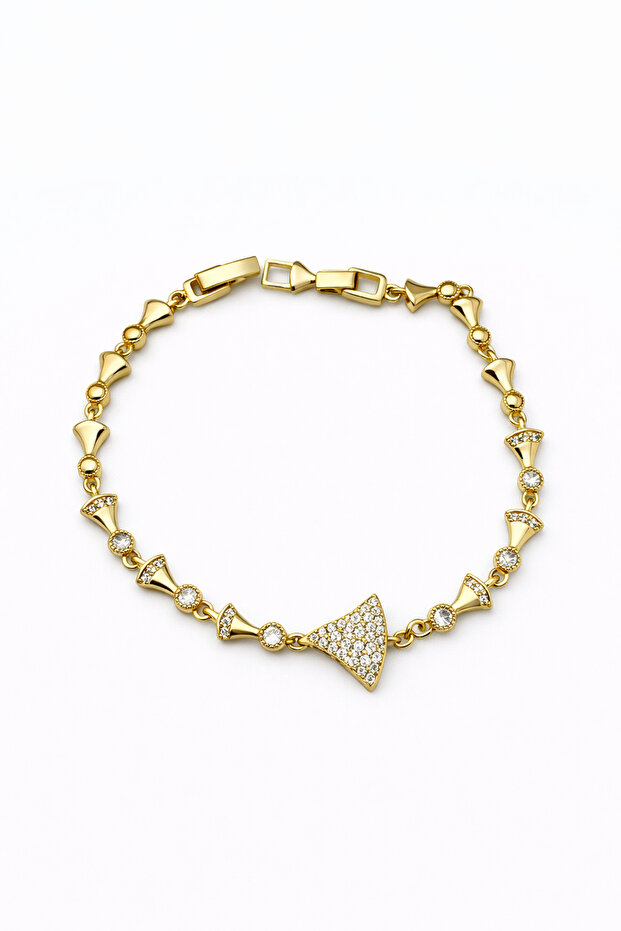 Zircon Triangle Stone Bracelet Stainless Steel Gold