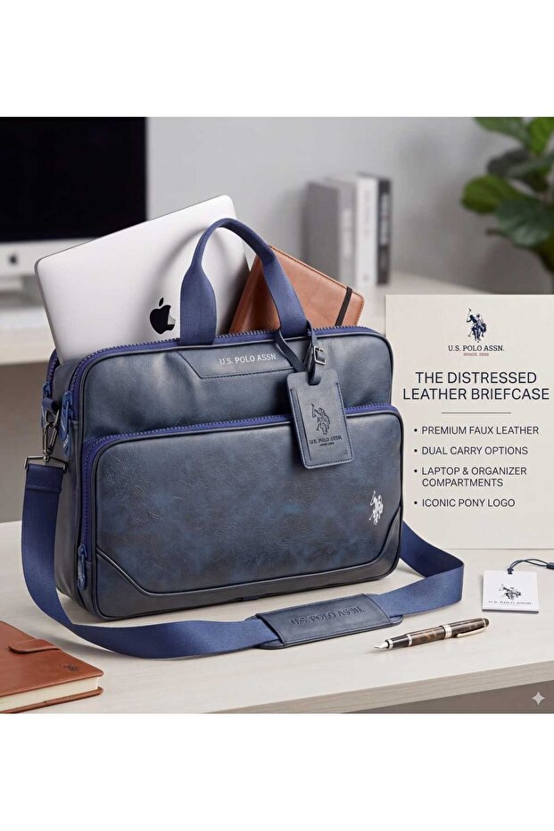 Faux Leather Briefcase and Backpack