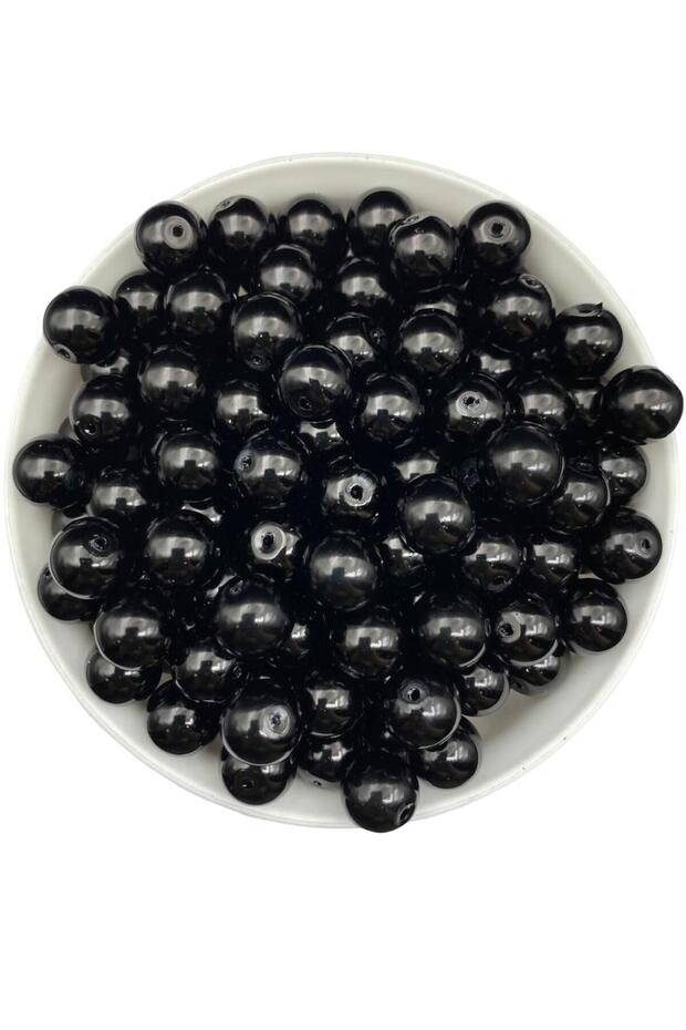 50 Gr, 12mm Black Color Glass Pearl Beads, Jewelry Accessory Making Beads (50Gr,-23Pieces)