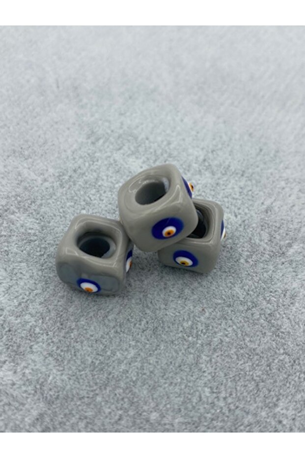 3 Pieces of Handmade Murano Glass Square Beads, Evil Eye Beads