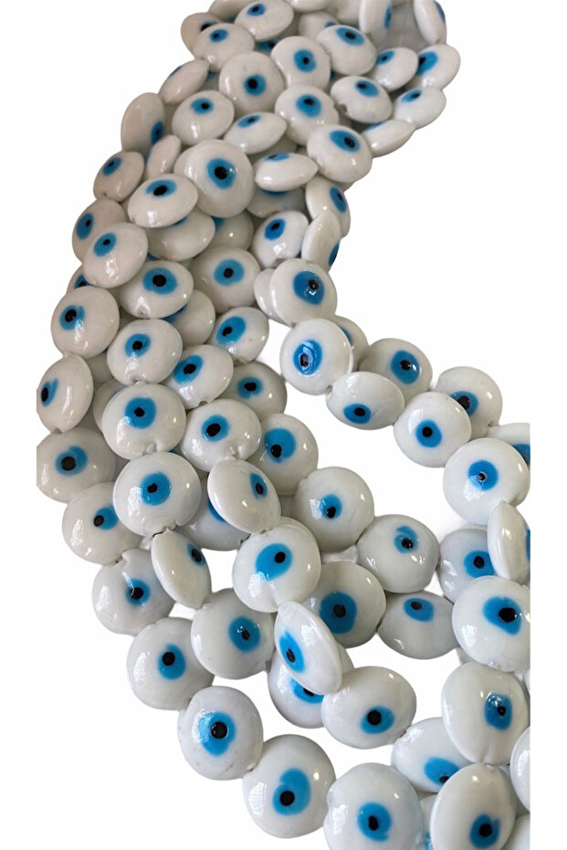 20mm White Color Glass Evil Eye Bead String, Evil Eye Beads