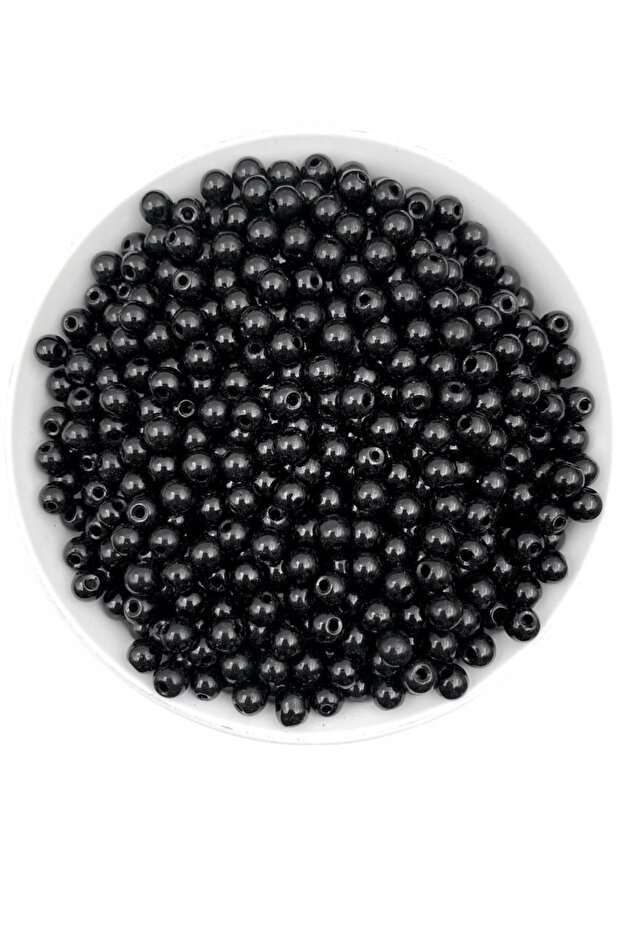 50 Gr 6mm Black Glass Pearl Beads, Jewelry Making Beads (50gr, ~160 Pieces)