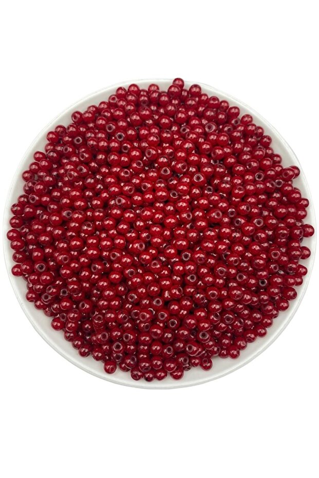 Patterned Veined Red Glass Beads over 4mm, Glass Jewelry Making Beads (50Gr,~450 Pieces)