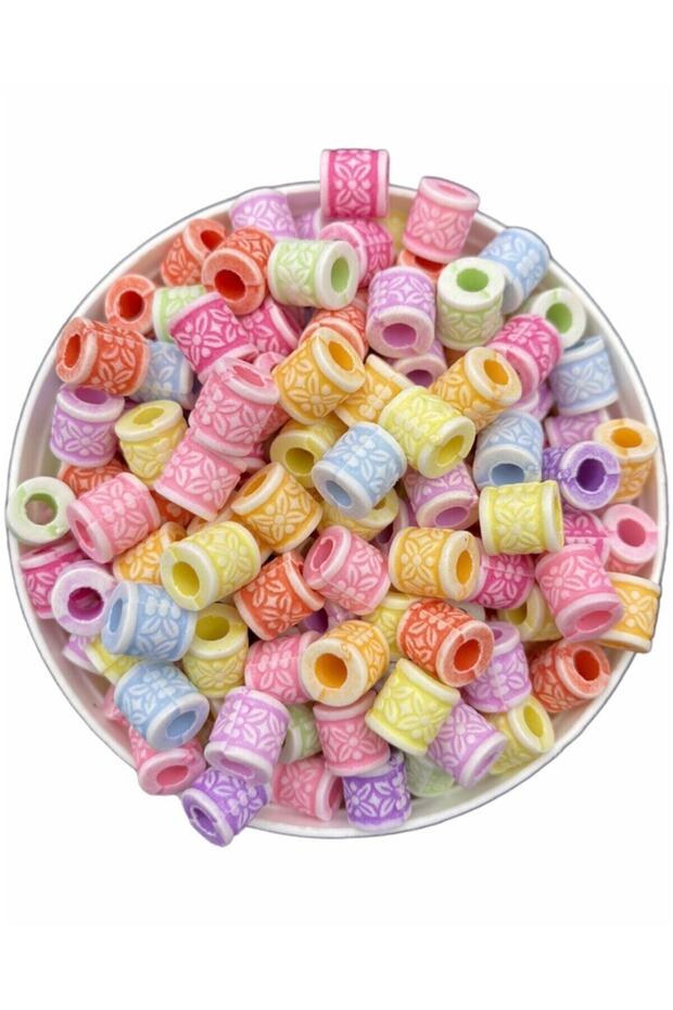 Pastel 8mm Cylinder Model Mixed Pastel Color Beads, Jewelry Making Hobby Beads (25gr, ~40 Pieces)