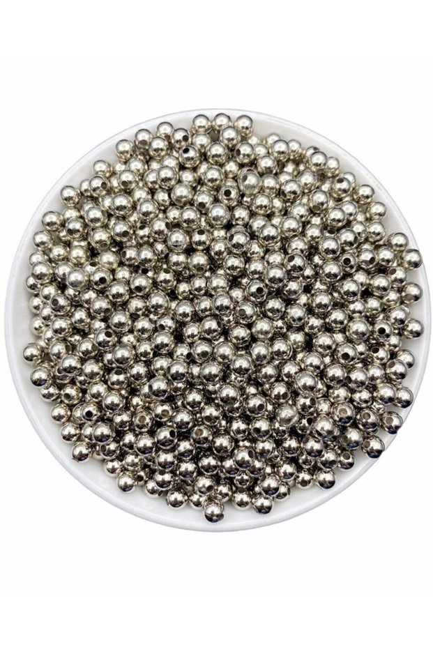 6mm Silver - Nickel Color Ccb Metalized Metal Look Plastic Beads, Jewelry Beads (25gr,~210 Pieces)