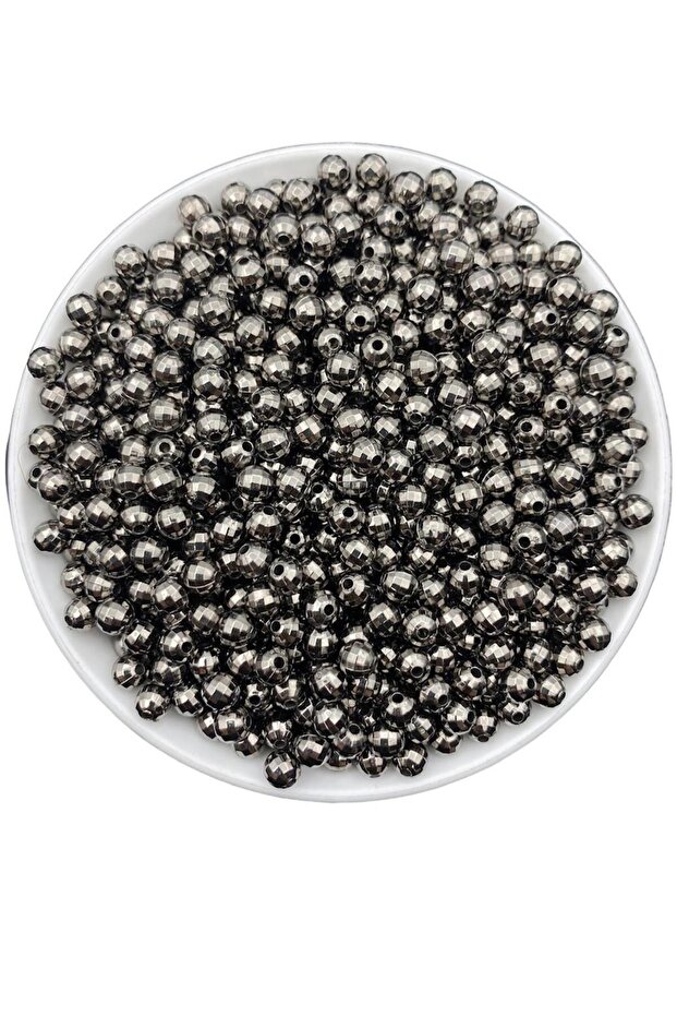 6mm Smoked/Anthracite Color Shiny Metalized Globe Model, Disco Ball Jewelry Hobby Beads (25Gr, ~200 Pieces)