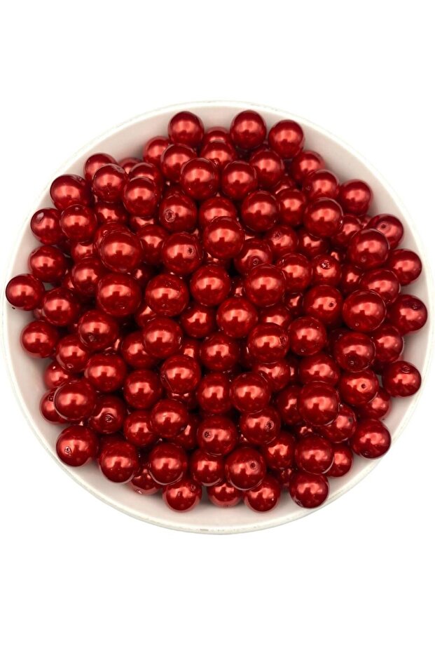 10mm Red Glass Pearl Beads, Jewelry Accessory Making Beads (50Gr,-38Pieces)
