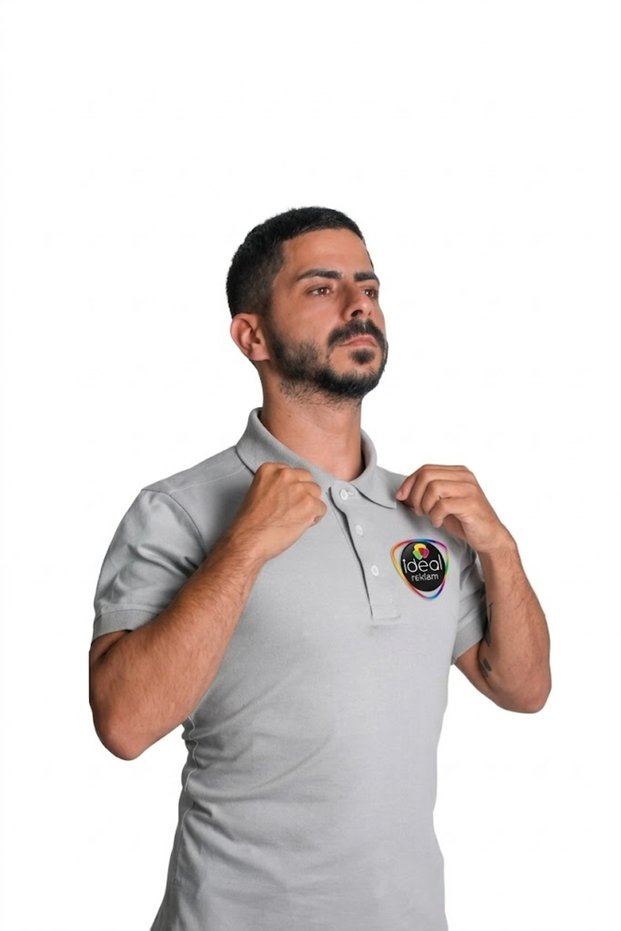 Company-Specific Printed Youwear Polo Collar Combed Cotton T-Shirt Gray