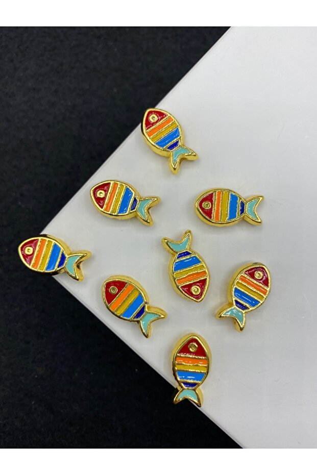 1 Piece Gold Plated Mixed Color Fish Model Jewelry Making Beads