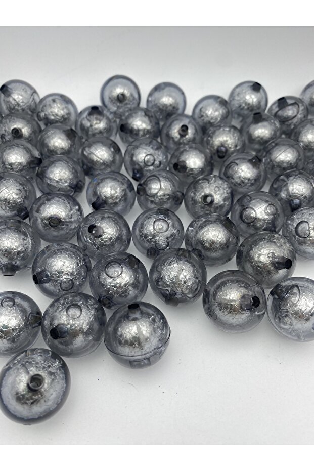 24mm Foiled Smoked / Gray / Anthracite Color Acrylic Beads, Jewelry, Bag Making Beads (100gr, ~14Pcs)