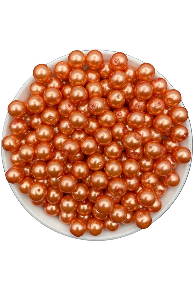 10mm Coral / Salmon / Orange Glass Pearl Beads, Jewelry Accessory Making Beads (50Gr,~35Pcs)