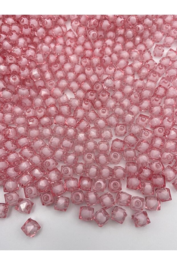 10mm Pink Color Acrylic Cube Model Beads with Beads Inside, Jewelry, Bag Making Beads (100gr,~250 Pieces)