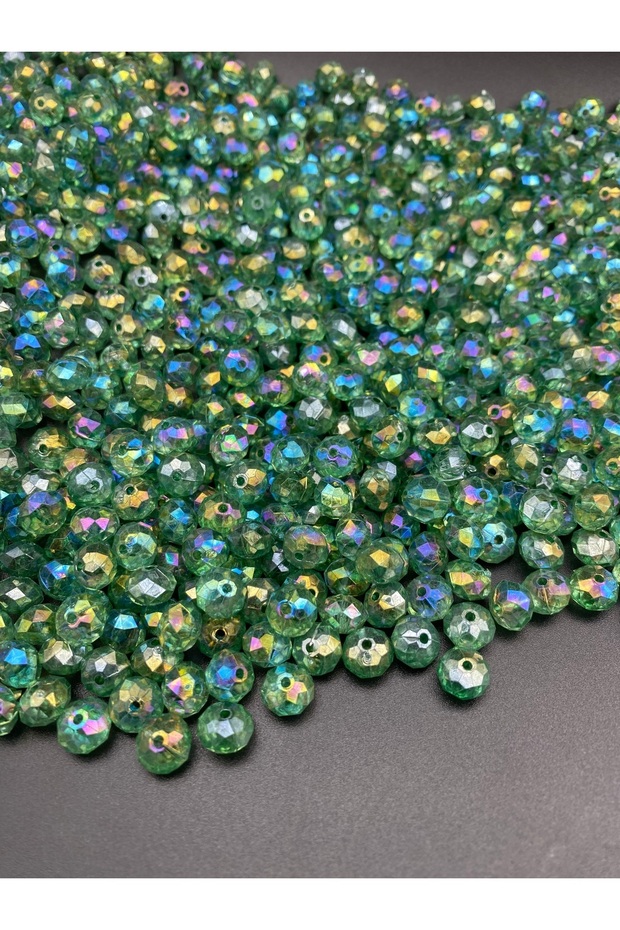 100gr Emerald Green Color Oblate 10mm Janjan Acrylic Beads, Jewelry, Bag Making Beads (300 Pieces)