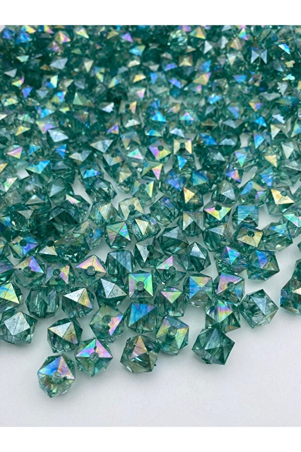 100gr 12mm Emerald Green Cube, Cubic Acrylic Beads, Jewelry, Bag Beads (100gr,~110 Pieces)