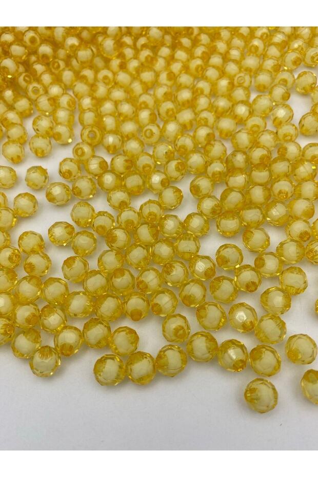 50gr 8mm Yellow Color Beaded Acrylic Honeycomb Beads, jewelry, bag Making Beads (50gr,~200 Pieces)