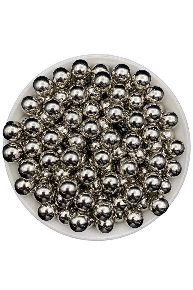 Perle Bead Without Hole, Nickel / Silver Color Without Hole 12mm Metalized Lighter Pearl (50gr,~50 Pieces)