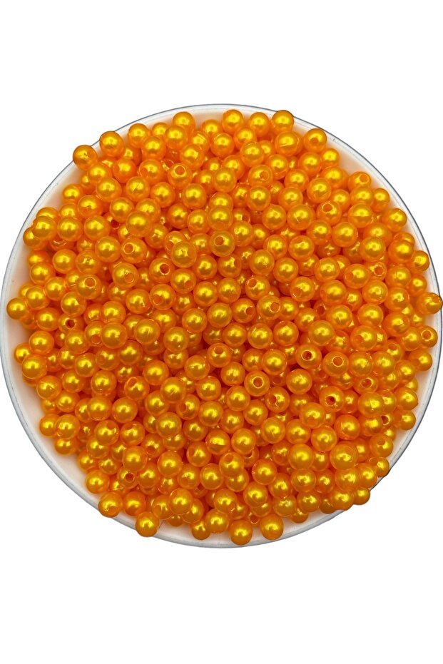 50Gr 6mm Orange Color Plastic Pearl Beads, Jewelry Making, Hobby Beads (50Gr, ~500 Pieces)