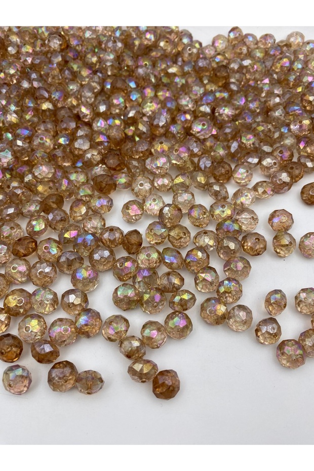 100gr 12mm Oblate Mink with Janjan / Light Coffee Acrylic Beads with Janjan, Jewelry, Bag Bead (~170 Pieces)