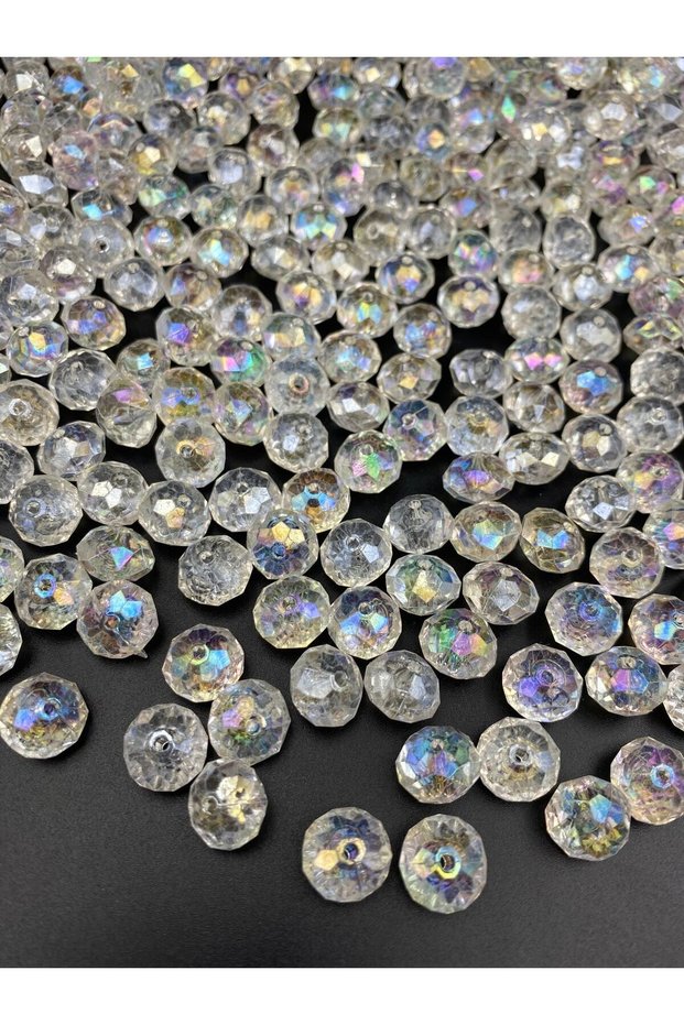 12mm Flat Transparent Color Janjanli Acrylic Beads, Shiny Jewelry, Bag Making Beads (100gr,~160 Pieces)