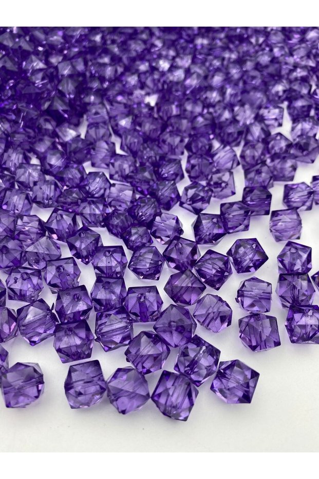 100gr 12mm Purple / Dark Lilac Color Cube, Cubic Model Acrylic Beads, Jewelry, Bag Beads (100gr,~110 Pieces)