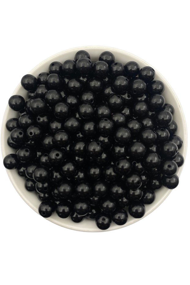 100Gr 10mm Black Color Luxury / Luxury Coated Plastic Pearl Beads, Jewelry Beads (100Gr,~170 Pieces)