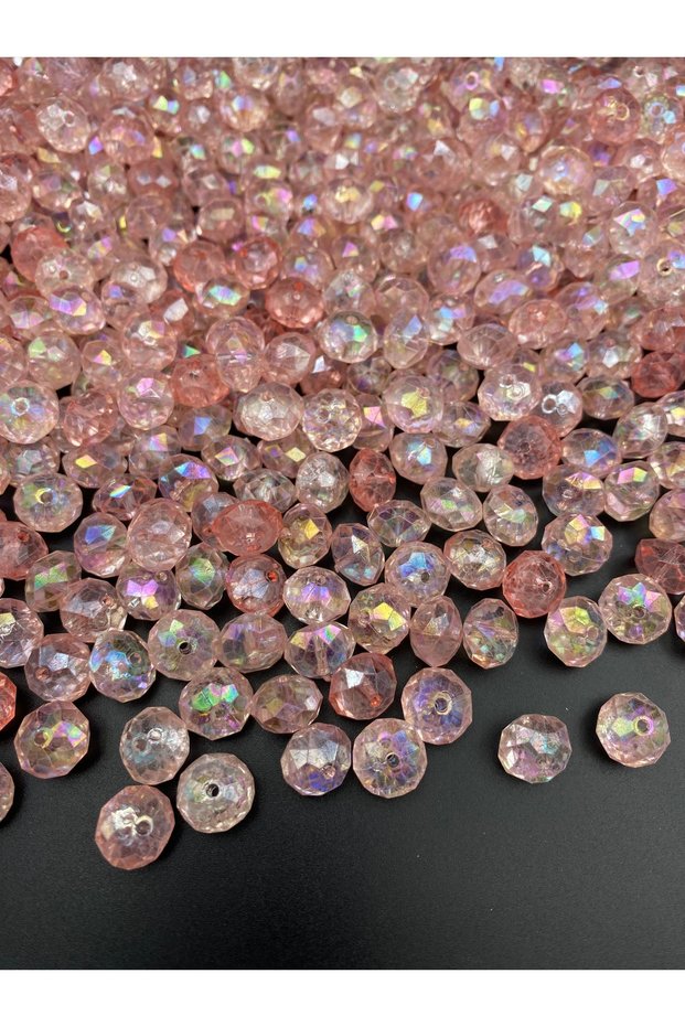 100gr 12mm Salmon / Coral Oblate Acrylic Beads with Janjan, Jewelry, Bag Making Beads (~170 Pieces)