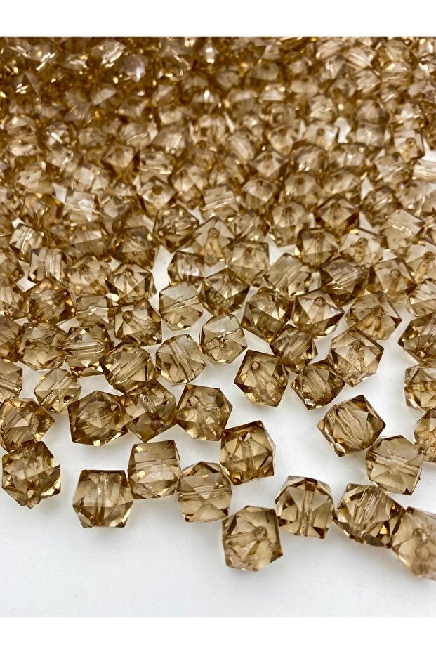 100gr 14mm Mink / Light Brown Color Cube, Cubic Model Acrylic Beads, Jewelry, Bag Beads (100gr,~80pcs)