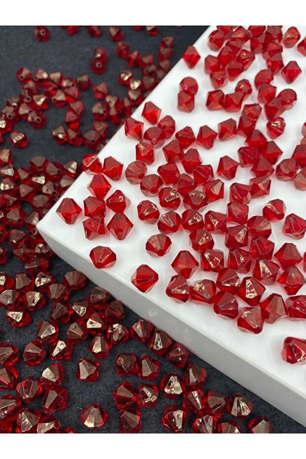 10mm Claret Red Color Pyramid Model Acrylic Beads, Jewelry, Bag Making Beads (100gr,~260 Pieces)
