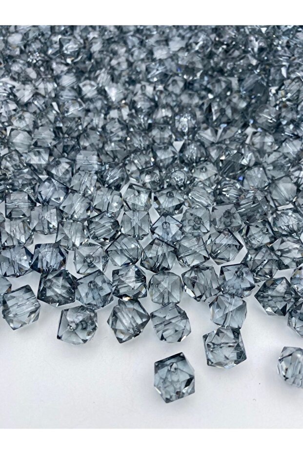 100gr 10mm Gray / Anthracite / smoked Color Cube Cubic Model Acrylic Beads, bag Beads (100gr,~180 Pieces)