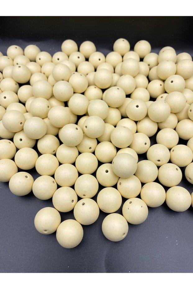 18mm Matte Metallic Cream Color Beads, Jewelry and Accessories, Bag Beads ((100gr ~28 Pieces Beads)