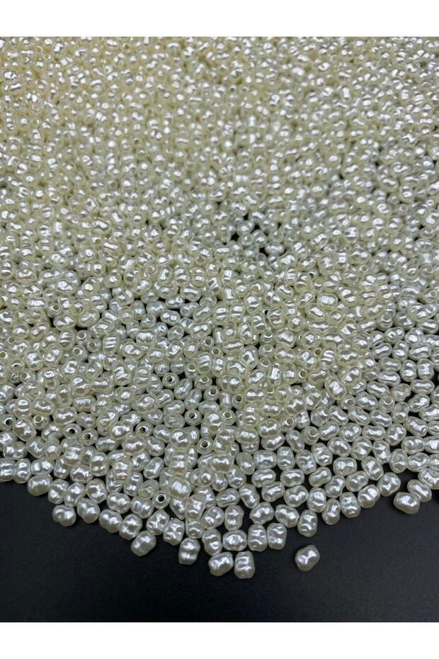 25gr Cream Color 5x3mm Luxury Coated Shapeless Baroque Trapezoid Plastic Pearl Bead #65 (~600 Pieces)