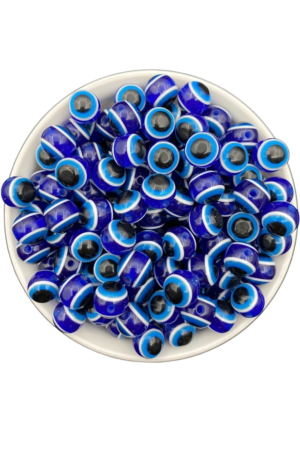 25 Pcs 12mm Navy Blue / Dark Blue Acrylic Round Evil Eye Beads, Jewelry Making Eye Beads