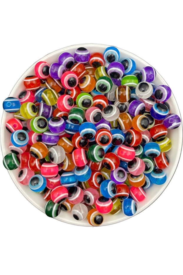 25 Pcs 10mm Mixed Color Round Acrylic Evil Eye Beads, Jewelry Making Eye Beads