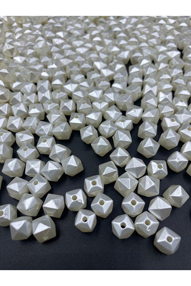 100Gr 10mm Pearl Cube, Cube, Cubic Model Cream Color Pearl Beads, Bag Making, Jewelry Beads (~200 Pieces)