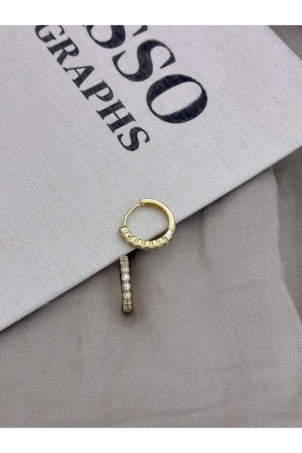 Gold Color Eight Stone Round Hoop Earrings Cm176
