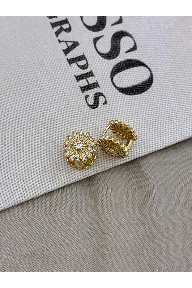 Gold Color Zircon Stone Daisy Model Earringscm113