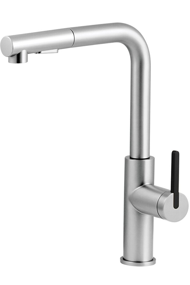 Momi Spiral Kitchen Faucet – Pull-Out and Swivel Spout, Quiet Flow, Brushed Steel