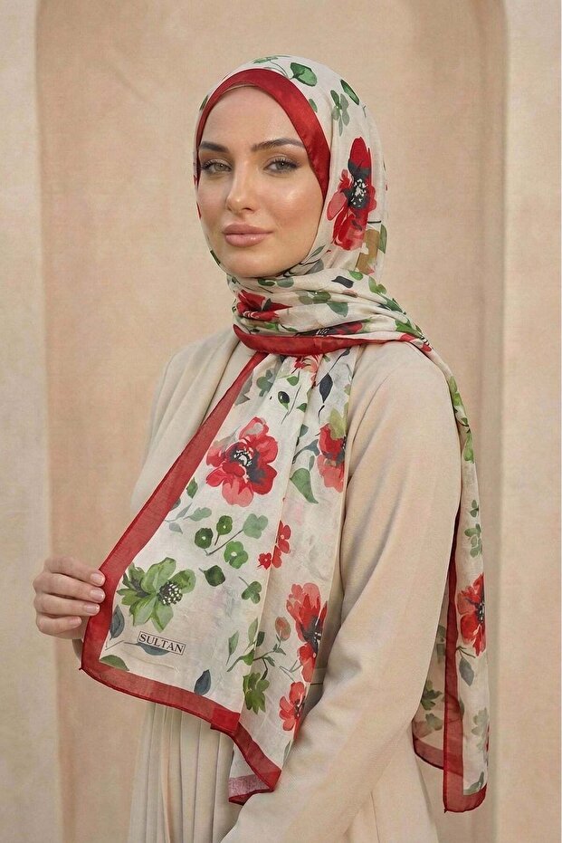 شال من الخيزران منقوش من سلطان - موديل أبريل - DK01-17