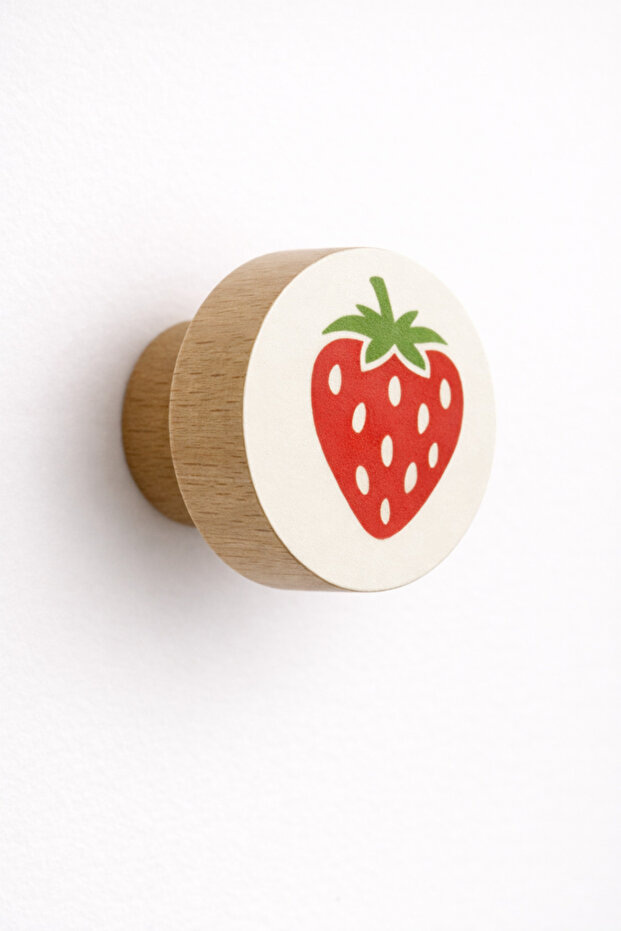 Strawberry Patterned Wooden Drawer and Cabinet Handle