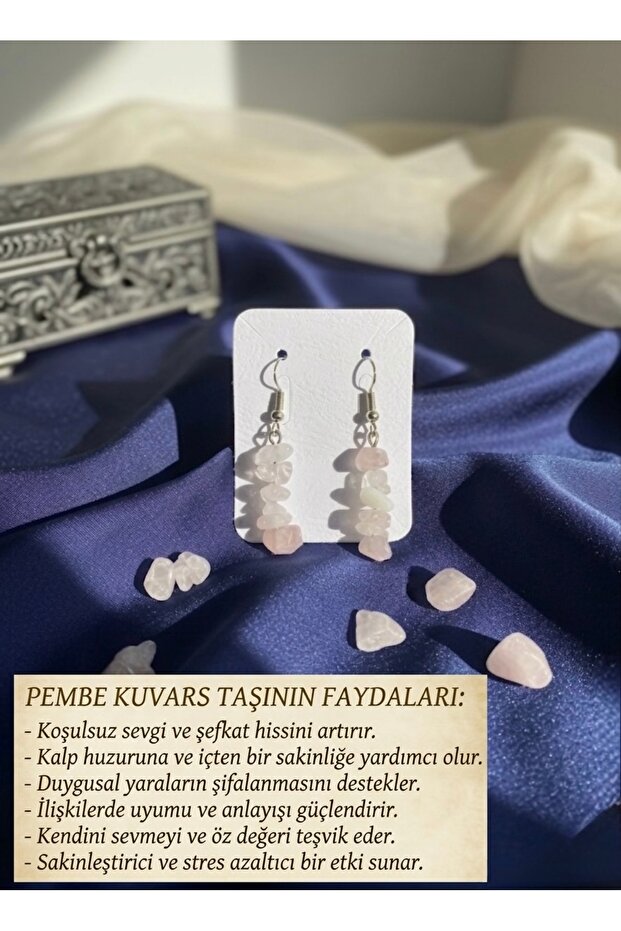 Pink Quartz Natural Stone Earrings