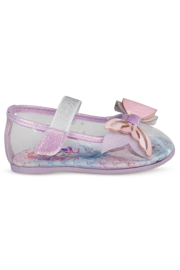 Civil Girls' Transparent Bowknot Ballerina Shoes | School Nursery and Daily Use - Lila
