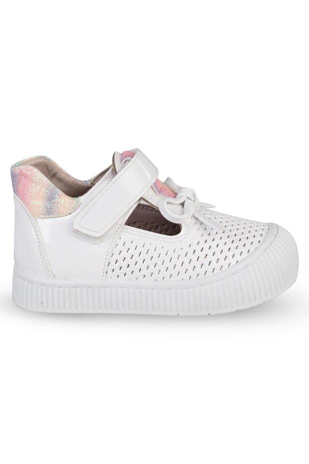 Civil Girls' Ballerina Flats with Ribbon Accessories | School Nursery and Daily Use - White