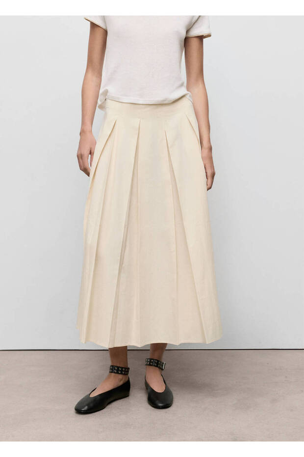 Large pleated midi skirt