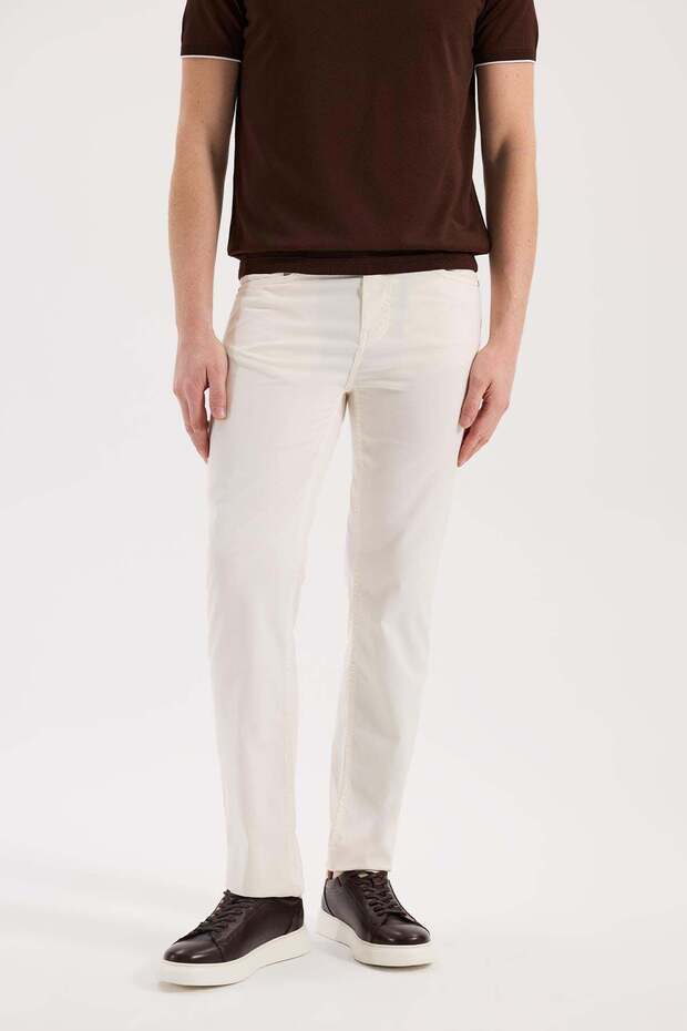 Krem Slim Fit 5 Pocket Sports Trousers