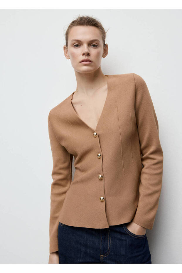 Buttoned Slim-Fit Knitwear Jacket - 1